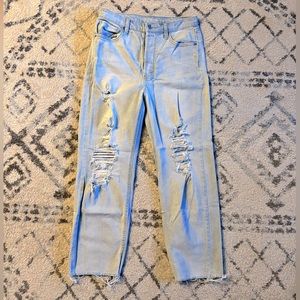 WILD FABLE HIGH RISE STRAIGHT LEG DISTRESSED JEANS SIZE 10 LIGHT WASH